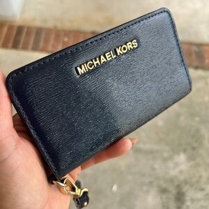 Michael Kors Navy Wallet with Gold Logo